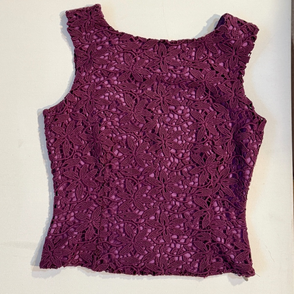 Versus Versace Purple Floral Lace Sleeveless Top  IT 40 US 4-6